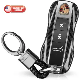 AT-CF91Y AUTOTATTOO Key Fob Cover Keychain Carbon Fiber