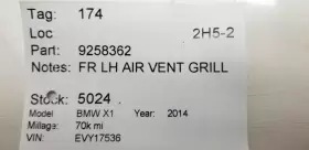 9258362 BMW Front Left Driver Air Vent Grill X1 #2
