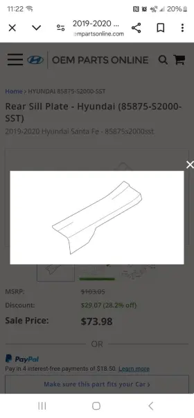 85875S2000SST HYUNDAI Rear Sill Plate