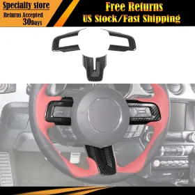 Savadi 2025wu6087 Carbon Fiber Black Steering Wheel Cover Trim Interior For Ford Mustang 2015-2023