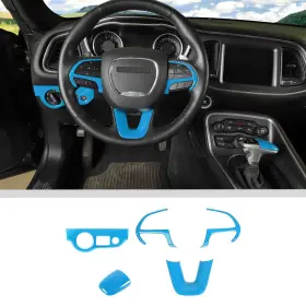 Shineka Shineka2025011s12781 Blue Center Console Steering Headlight Shifter Trim For Challenger Charger 2015