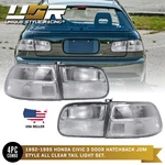 Sir Jdm Style All Clear 4pcs Rear Tail Light For 1992-95 Honda Civic 3d Hatch Eg. Fixed Price $194.95.