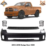 Front Bumper Cover Fascia & Fog Light Assembly Kit For 2013-2018 Dodge Ram 1500. Fixed Price $366.50.