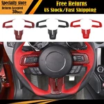 Carbon Fiber Black Steering Wheel Cover Trim Interior For Ford Mustang 2015-2023. Fixed Price $16.99.