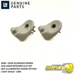 1999 - 2006 Silverado Sierra Sun Visor Support Retainer Clip Set Shale L & R Oem. Fixed Price $16.03.