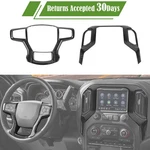 Abs Carbon Fiber Dashboard + Steering Wheel Cover Trim For Chevy Silverado 2019+. Fixed Price $50.99.