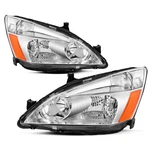 For 2003-2007 Honda Accord 2/4dr Chrome Amber Headlights Assembly Pair. Fixed Price $68.68.