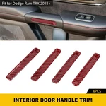 4x Red Carbon Fiber Interior Door Handle Bezels Trim Strips For Ram 1500 Trx 21+. Fixed Price $18.99.