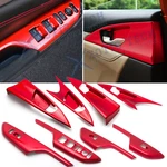 Red Inner Door Handle Bowl + Window Lock Panel Cover Trims For Honda Civic 16-21. Fixed Price $70.99.